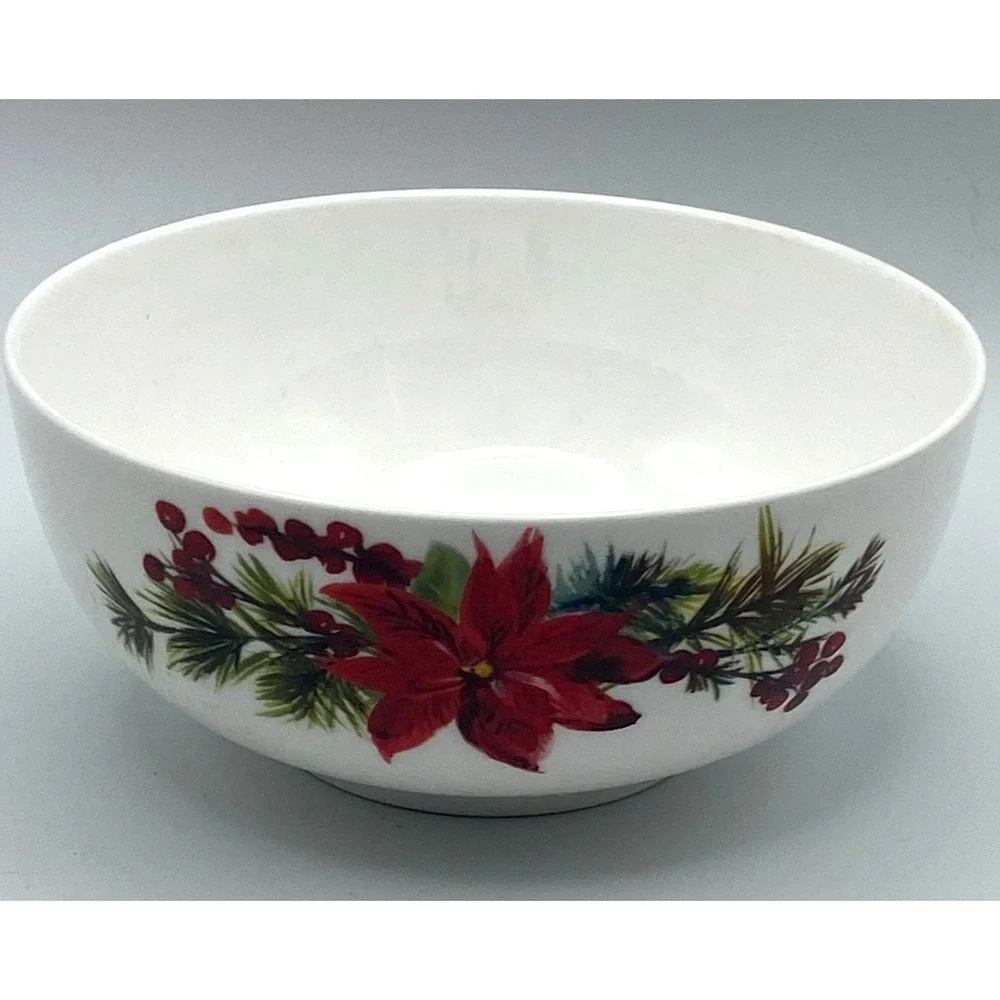 Mikasa‎ Hope Joy Sour Cereal Serving Bowl Poinsettia Christmas Bone China